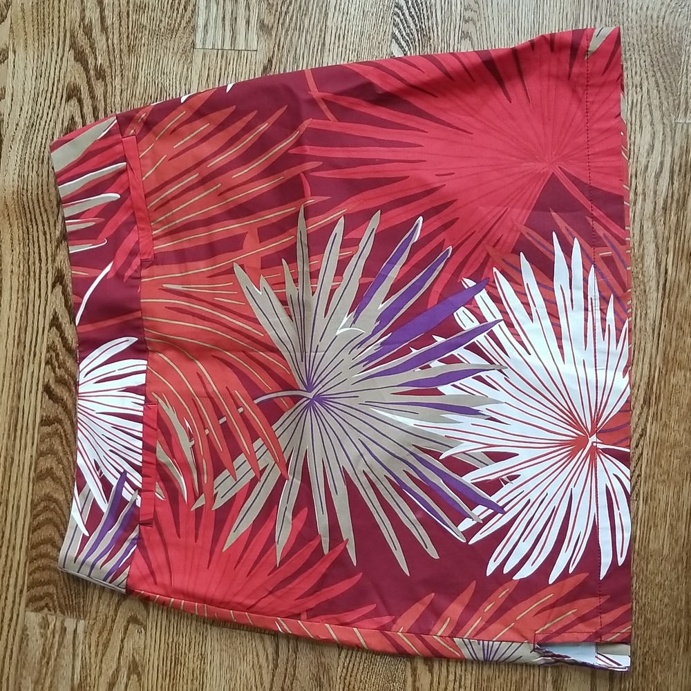 (4) GAP Palm Print Cotton Blend Skirt with Pockets Tropical Vacation Colorful